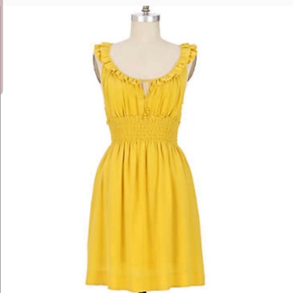 Anthropologie Floreat mustard yellow dress Size M